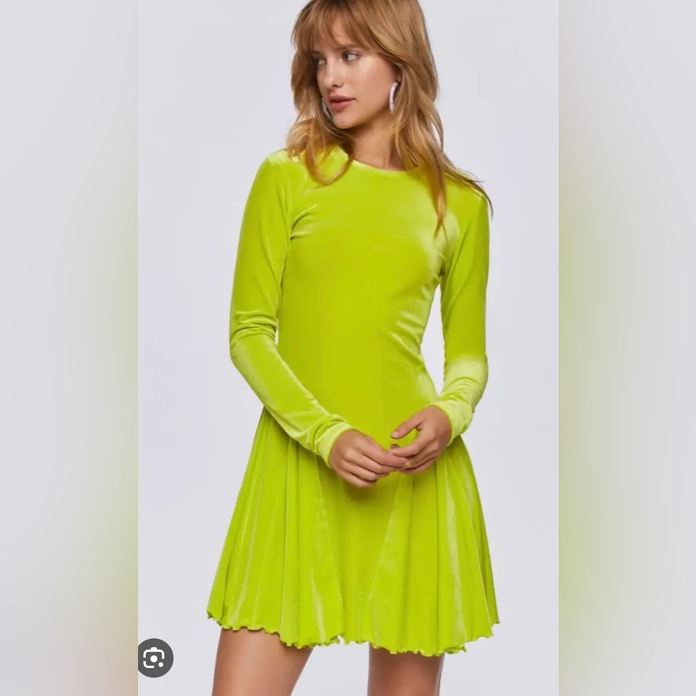 Forever 21 Neon Velvet Fit and Flare Dress